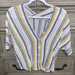 Striped button down top